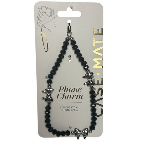 Case-Mate Black Beaded Phone Charm with Metal Accents Universal Fit - Picture 8 of 8